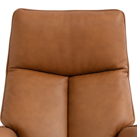 Tan leather recliner chair on a white background