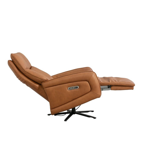 Dussel Camel Half Leather Triple Motor Swivel Recliner Chair, showing side view 