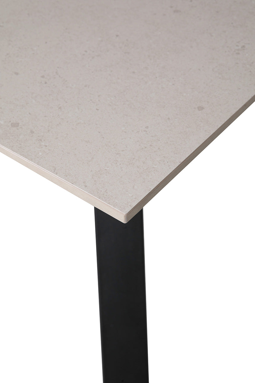 Quinlan 120cm Taupe Sintered Stone Dining Table - Table Corner view