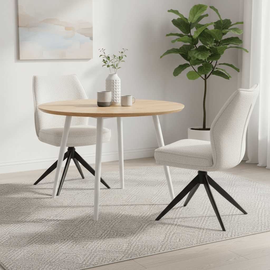 Quatro Beige Fabric Swivel Dining Chair - Set of 4, 6 or 8