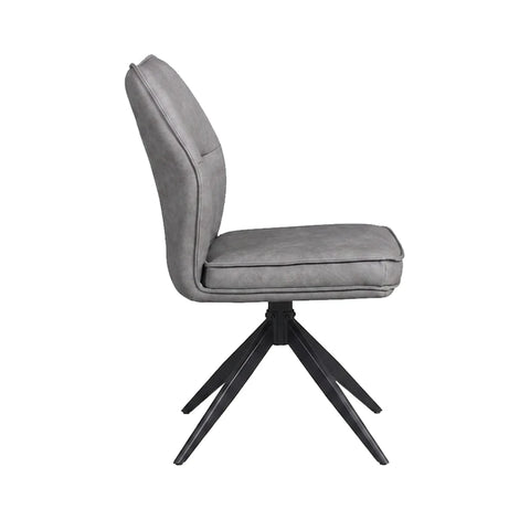 Kastonia 1.4M Kamaite Grey Ext Dining Table with 4 Quatro Swivel Chairs