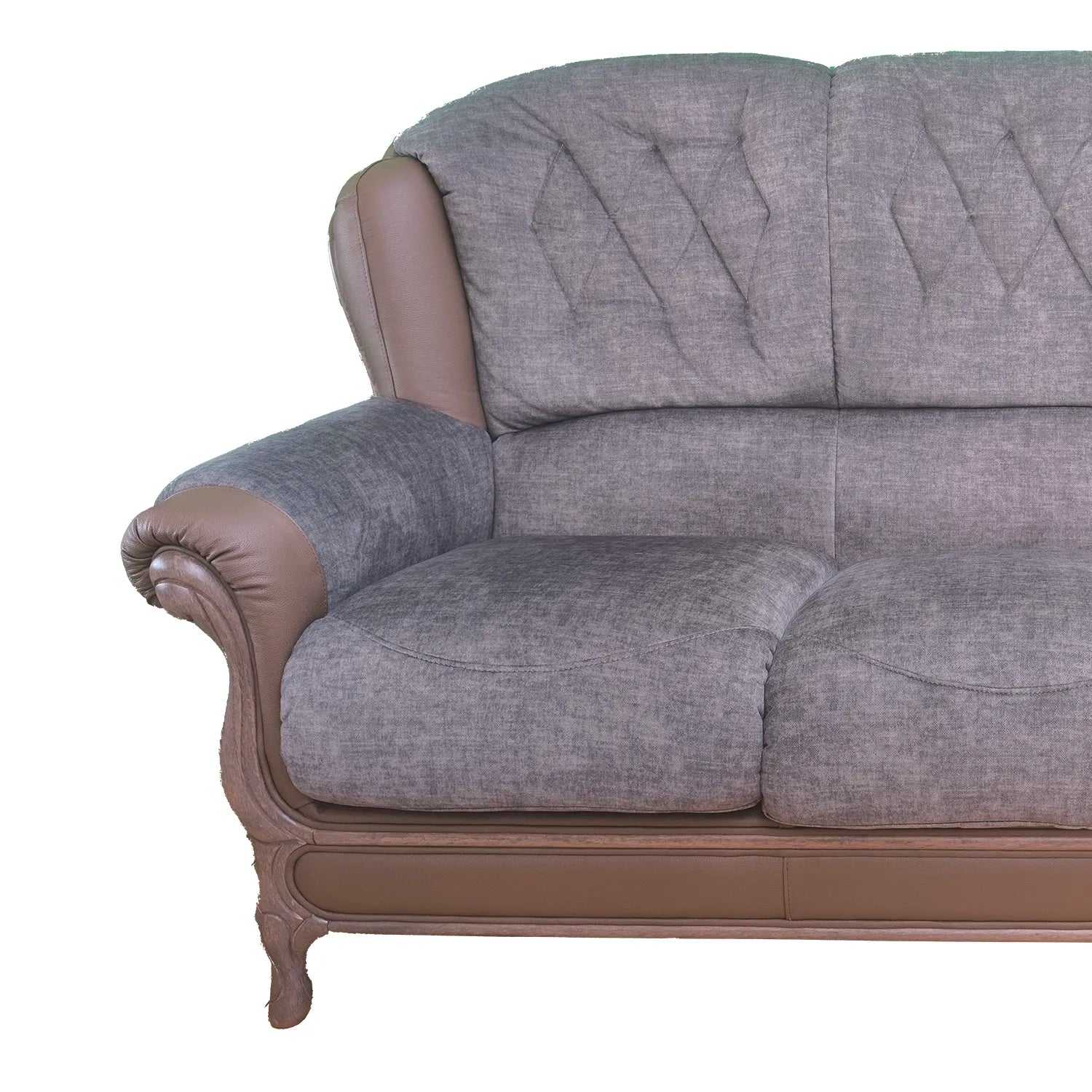 Queen Anne Italia 3 Seater Sofa with Leather and Fabric Blend - Pendle Village Furniture