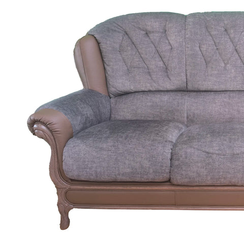 Queen Anne Italia 3 Seater Sofa with Leather and Fabric Blend - Pendle Village Furniture