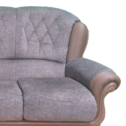 Queen Anne Italia 3 Seater Sofa with Leather and Fabric Blend - Pendle Village Furniture
