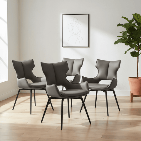 Set of 4 Westin Grey Swivel Dining Chairs