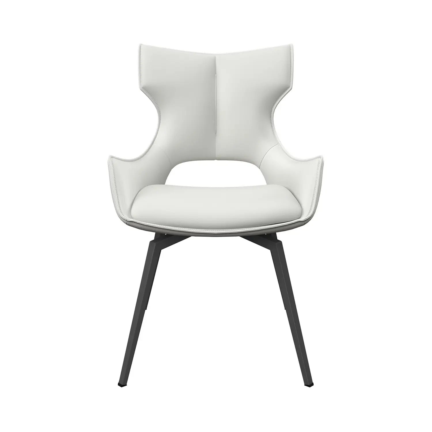 White Leather Swivel Dining Chair