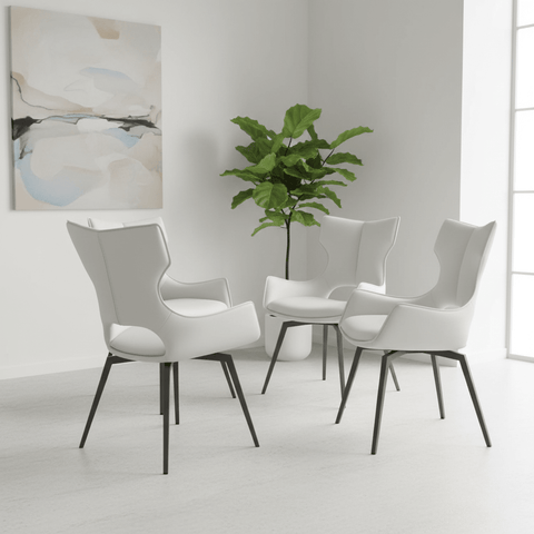 Set of 4 Westin White Swivel Dining Chairs
