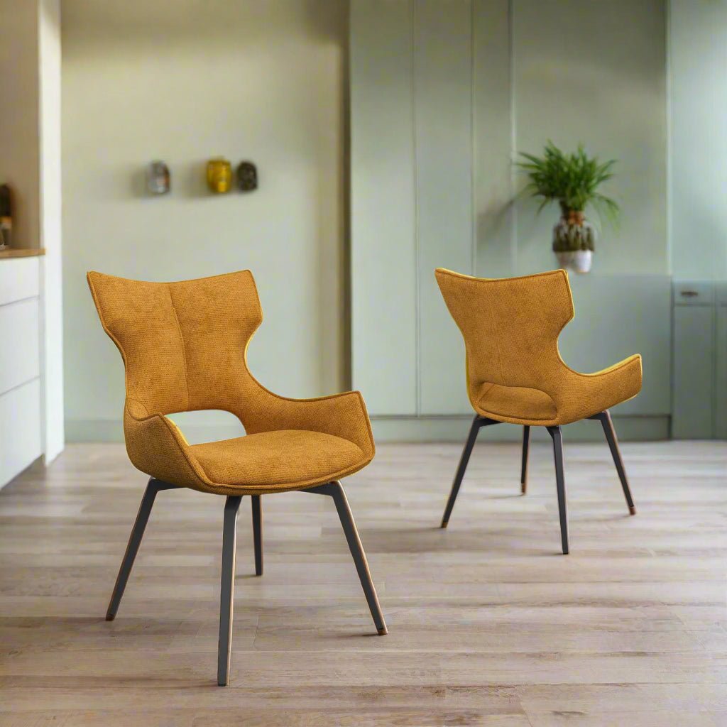 Westin Mustard Fabric Swivel Dining Chair - Set of 4 - Pendle Village Furniture