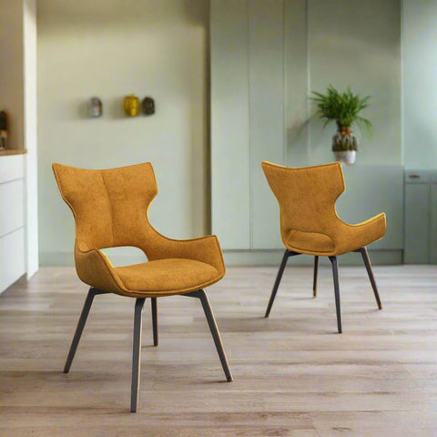 Westin Mustard Fabric Swivel Dining Chair - Set of 4 - Pendle Village Furniture