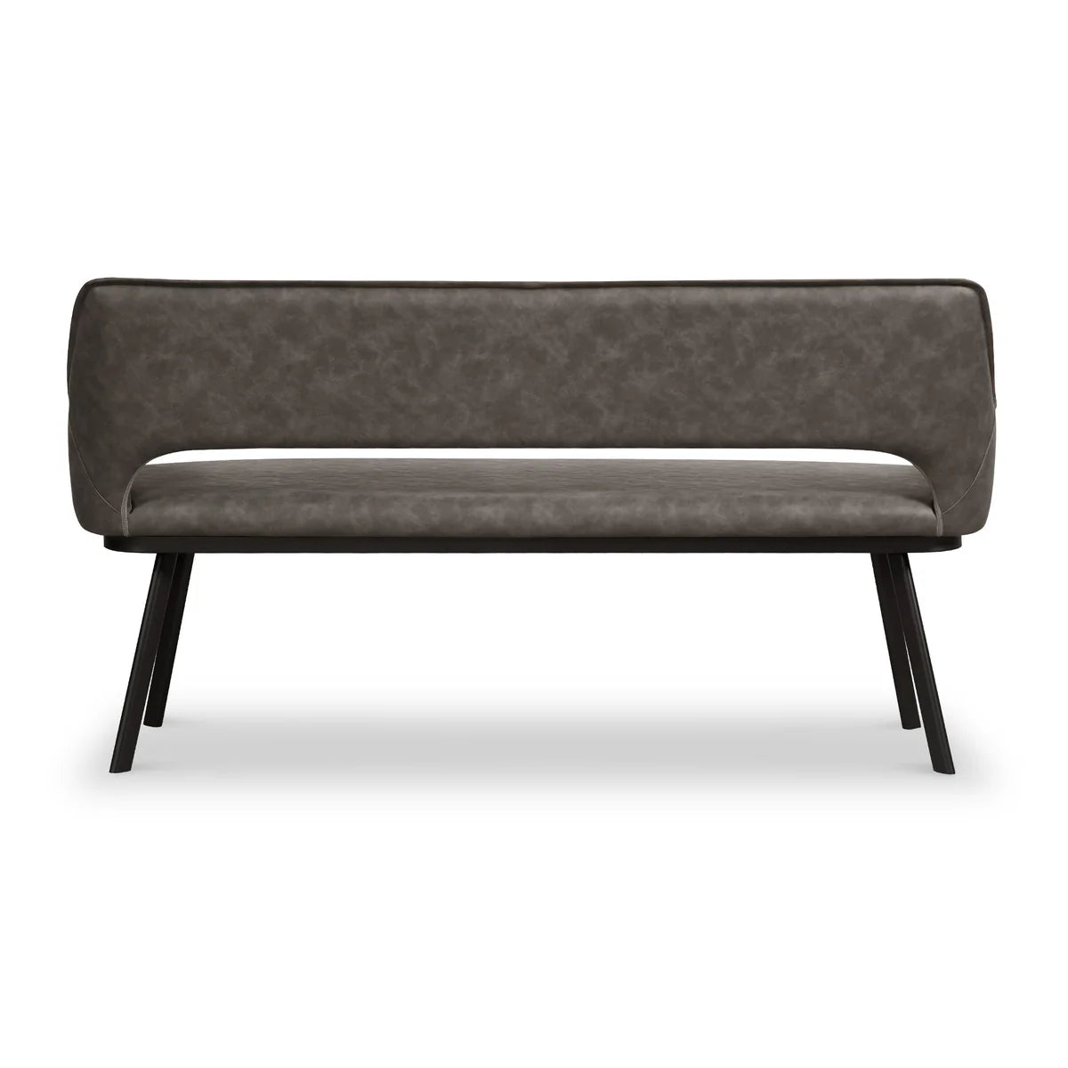 Harley Distressed Grey Leather Dining Bench, also available in Grey Boucle Fabric - Back View 
