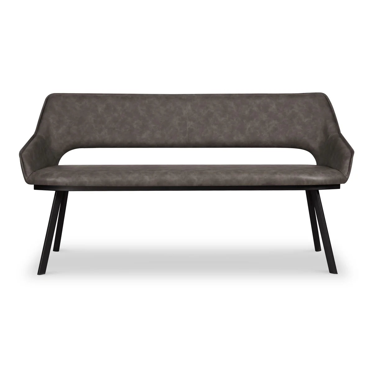 Harley Distressed Grey Leather Dining Bench, also available in Grey Boucle Fabric - Main Image  
