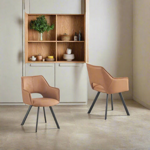 Harley Tan Suede Set of 4 Dining Chairs - Pendle Village Furniture