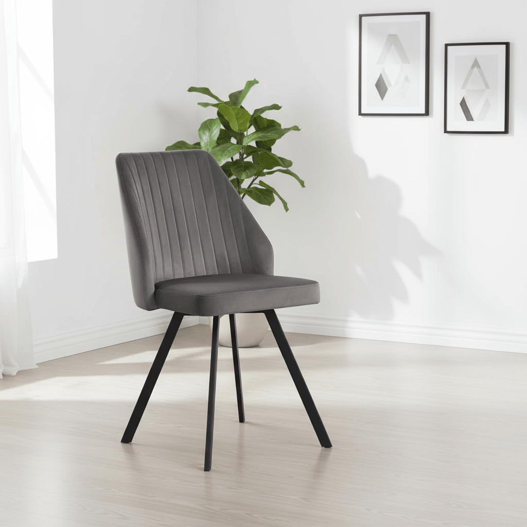 Federic Dark Grey Velvet Set of 4 Dining Chairs