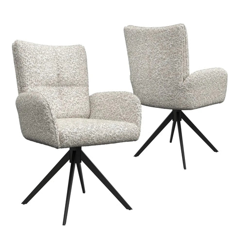 Umbria Ivory Fabric Swivel Dining Armchairs 
