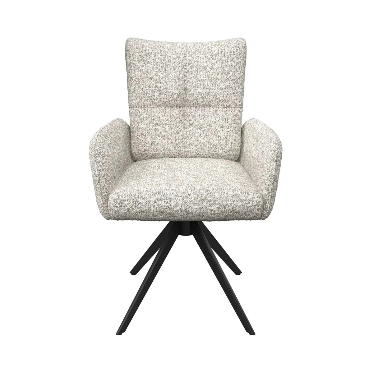 Umbria Ivory Fabric Swivel Dining Armchairs – front