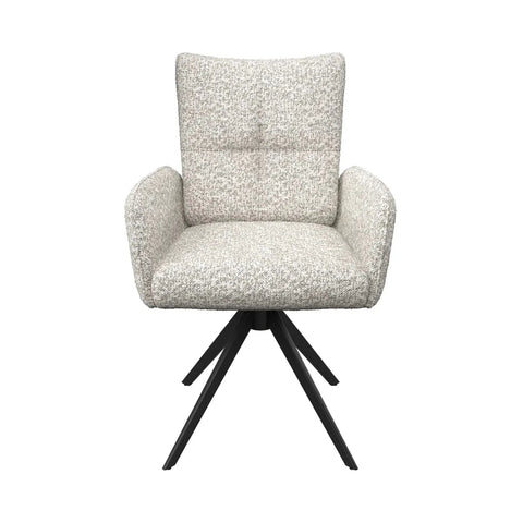 Umbria Ivory Fabric Swivel Dining Armchairs – front