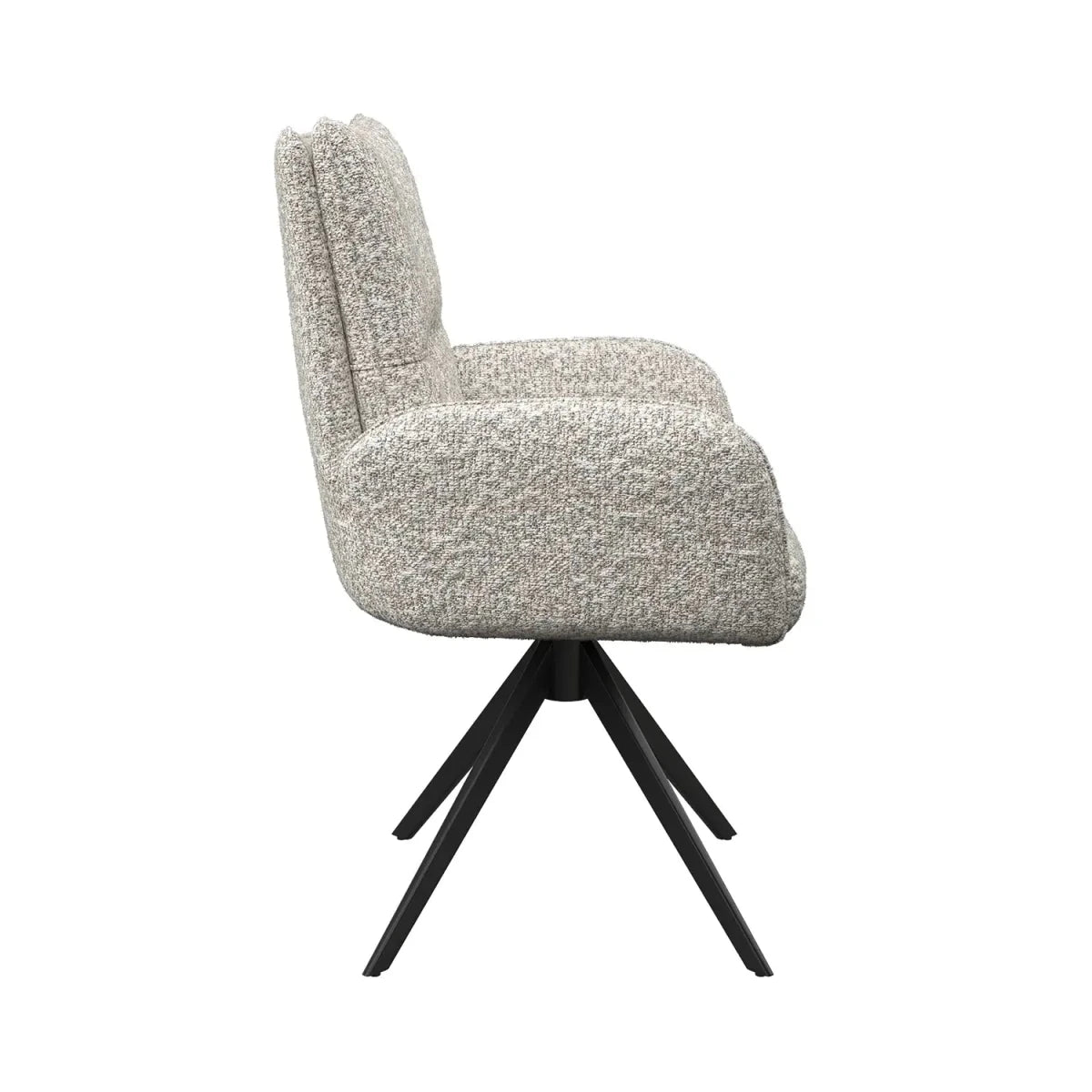 Umbria Ivory Fabric Swivel Dining Armchairs – Set of 4 - Side