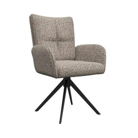 Umbria Oatmeal Swivel Dining Armchairs with black Metal Legs
