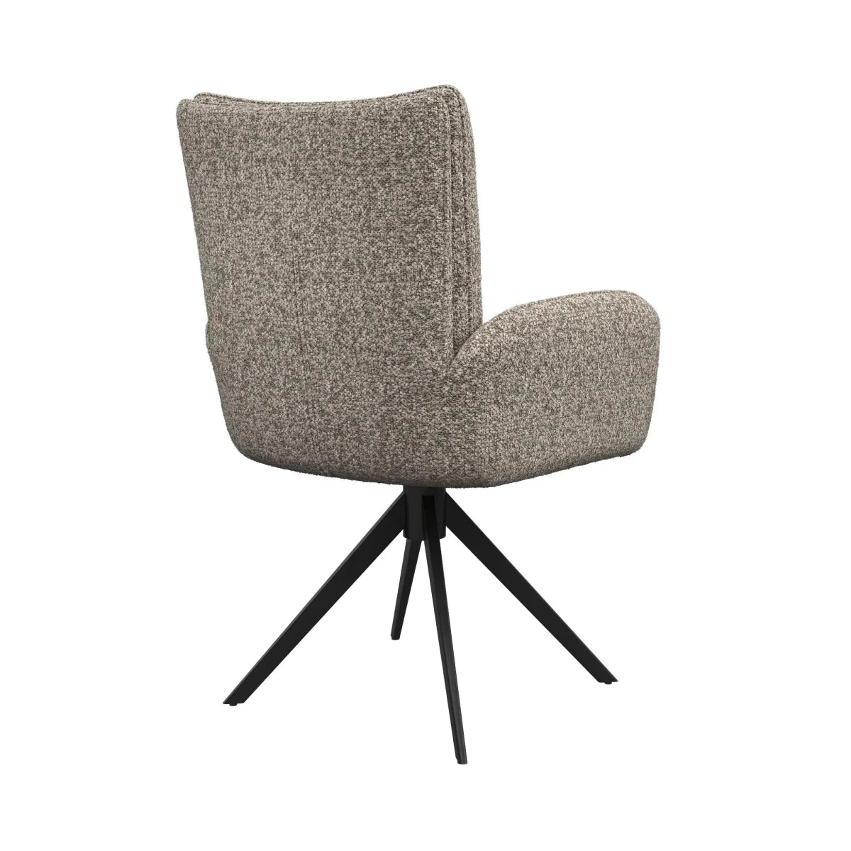 Umbria Mink Swivel Dining Armchairs with black Metal Legs - Back View