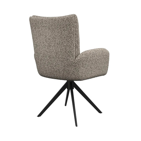 Umbria Mink Swivel Dining Armchairs with black Metal Legs - Back View