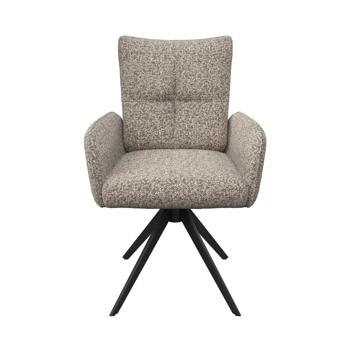Umbria Mink Swivel Dining Armchairs with black Metal Legs - Front View