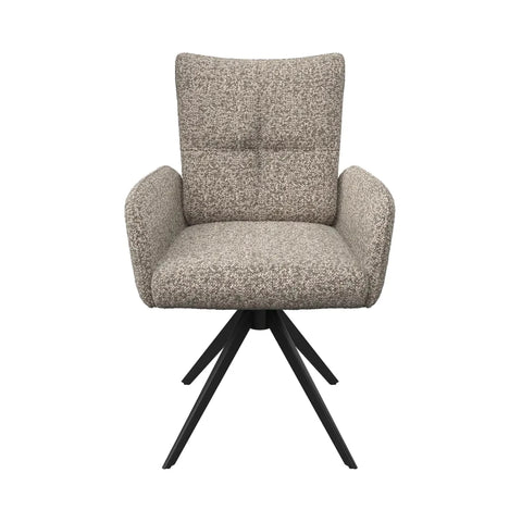 Umbria Mink Swivel Dining Armchairs with black Metal Legs - Front View