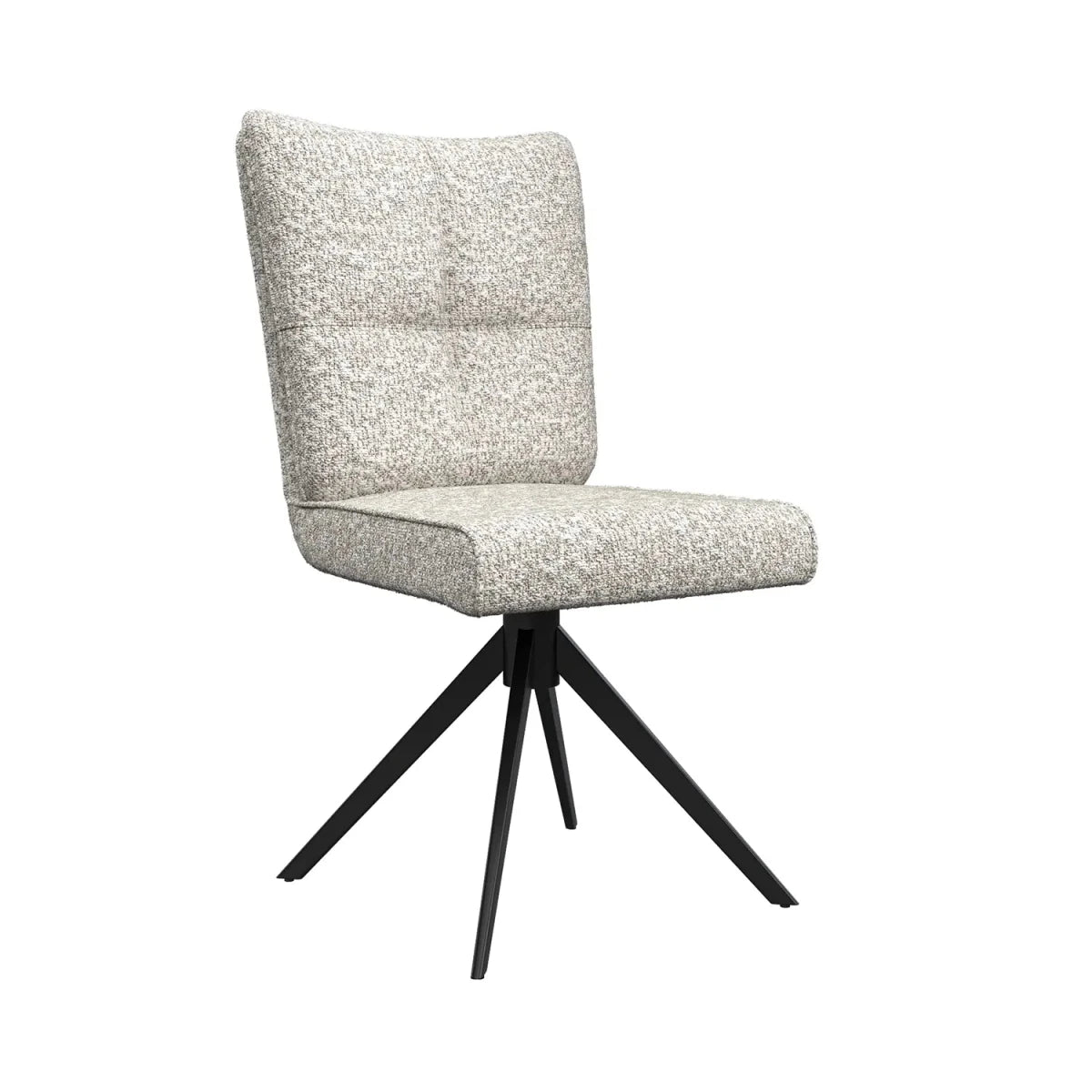 Umbria Ivory Fabric Swivel Armless Dining Chairs - Angled View