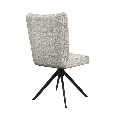 Rear View of Umbria Ivory Fabric Swivel Armless Dining Chairs