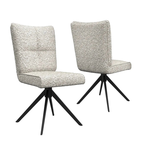 Umbria Ivory Fabric Swivel Armless Dining Chairs