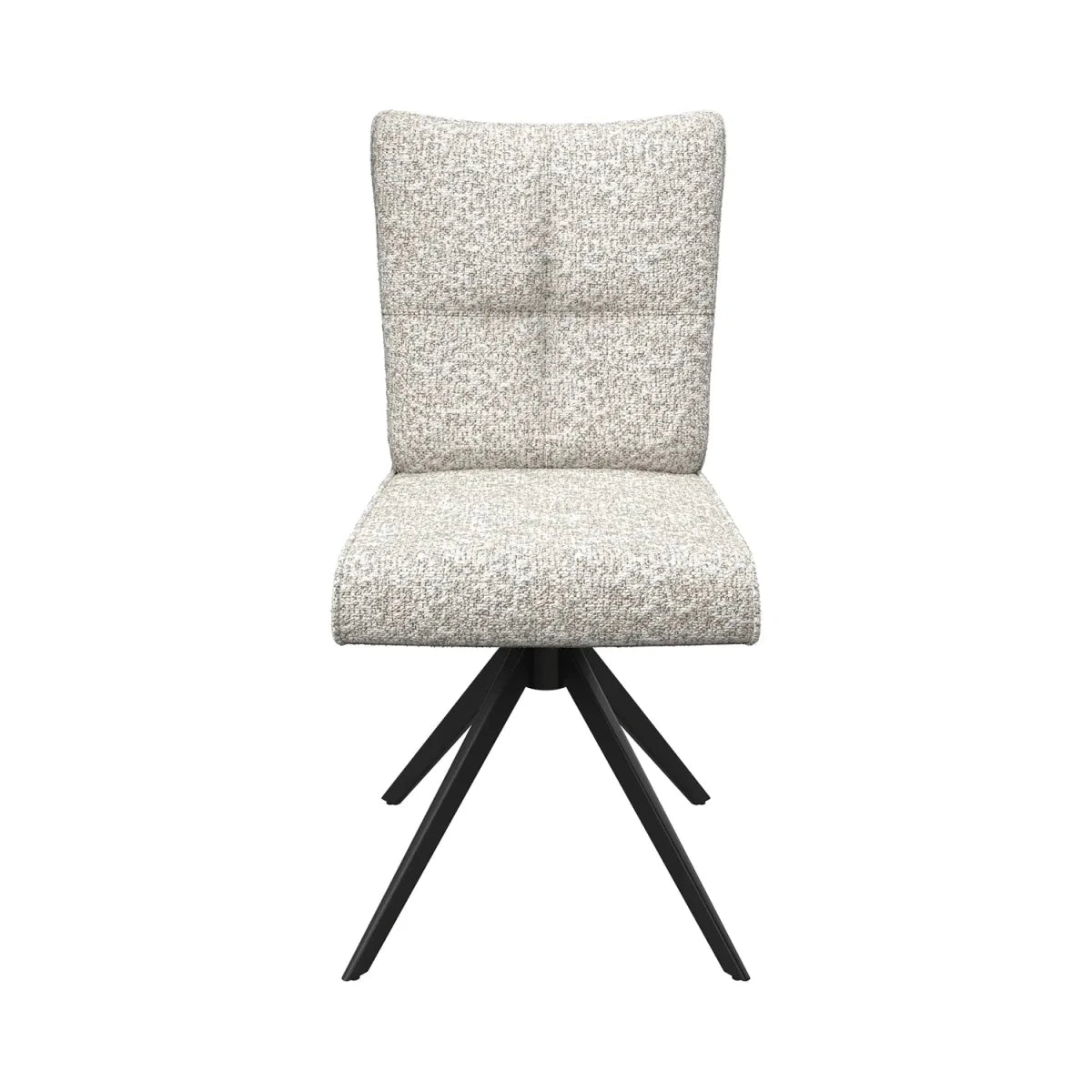Ivory Fabric Swivel Dining Chair with Black Metal Legs