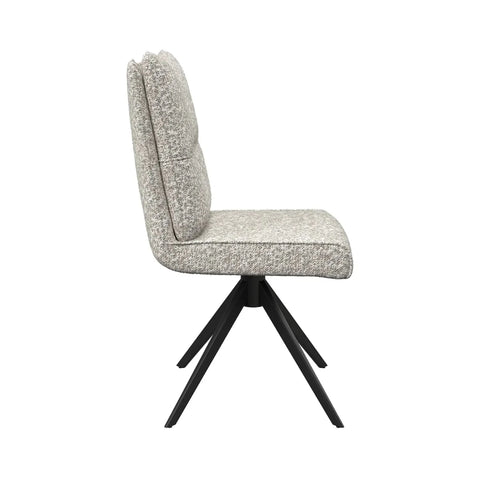 Umbria Ivory Fabric Swivel Armless Dining Chairs - Side View
