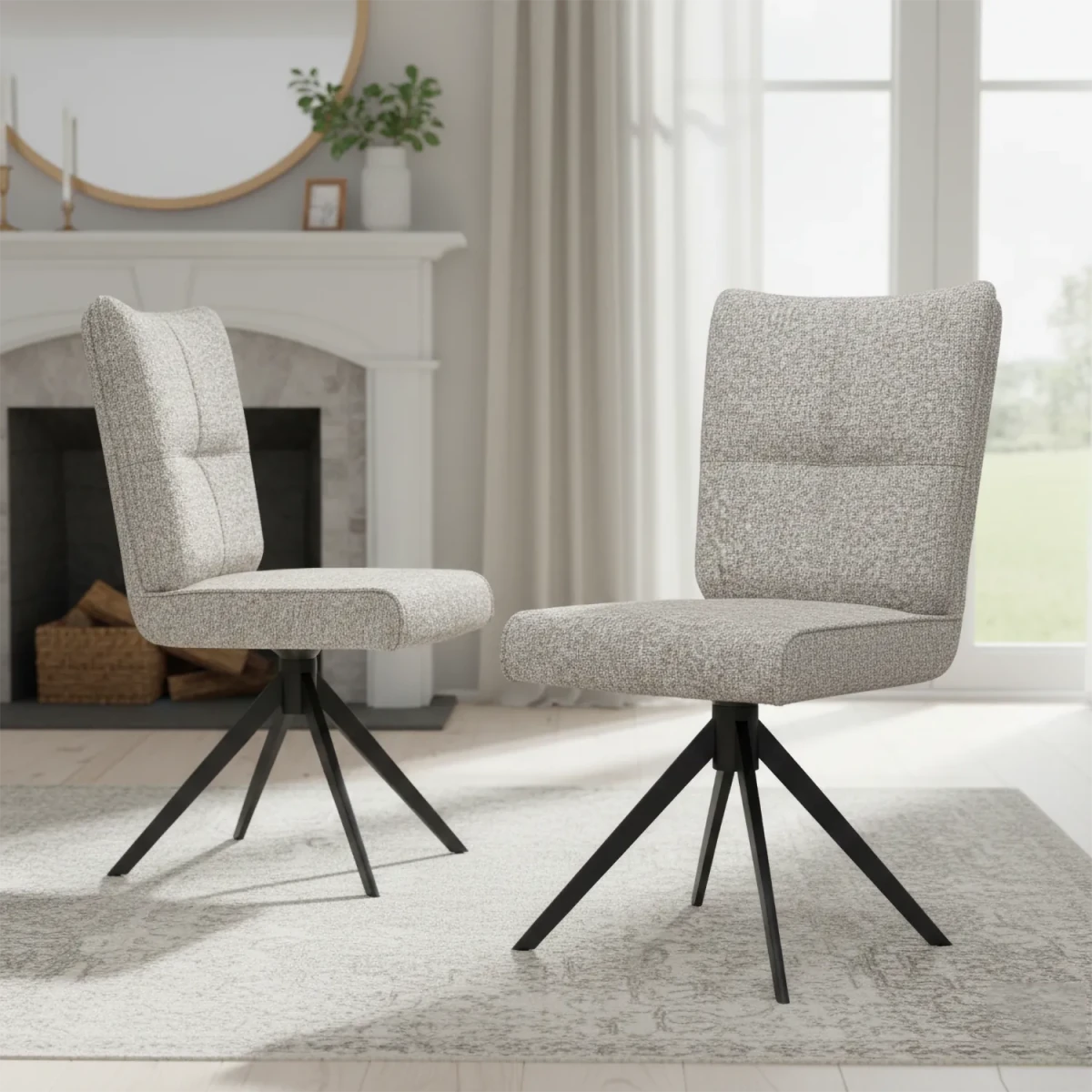Rimni Swivel Dining chairs with Black Legs