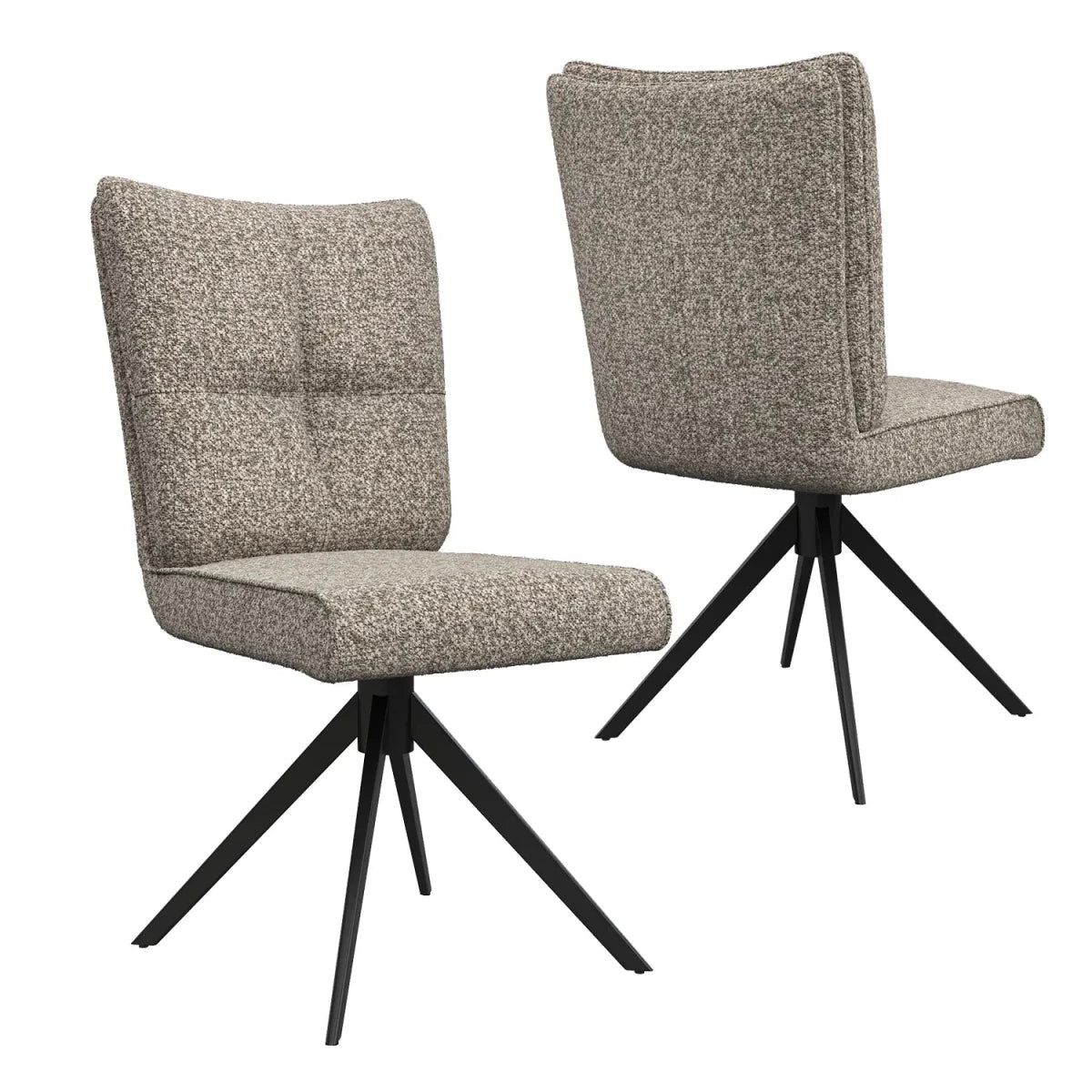 Umbria Oatmeal Fabric Swivel Armless Dining Chairs