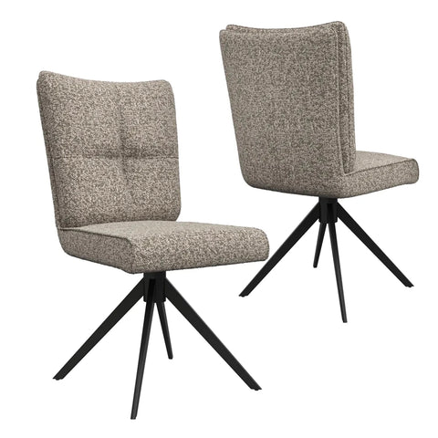 Umbria Oatmeal Fabric Swivel Armless Dining Chairs