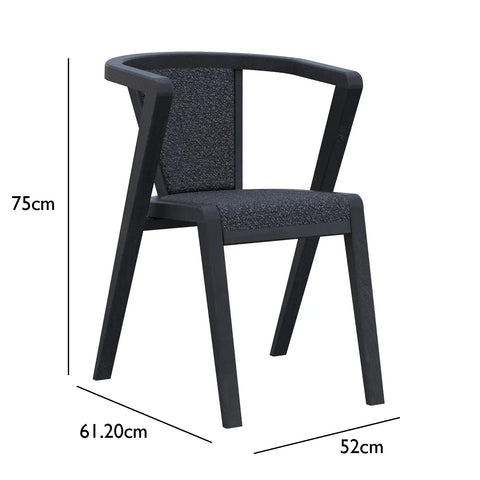 Prime Black Oak Wood and Fabric Dining Chairs – Set of 4 - Pendle Village Furniture