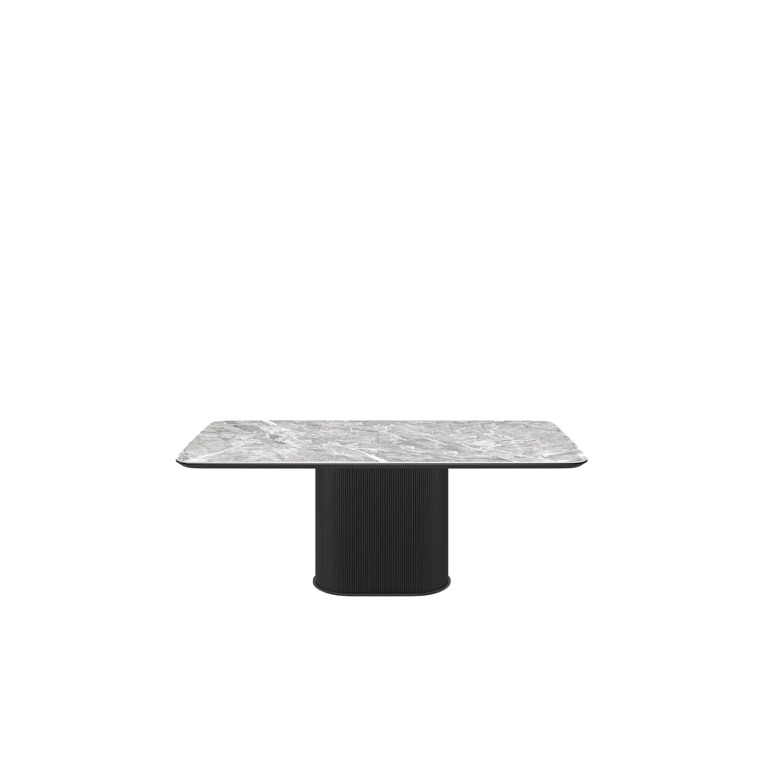 Blakely High Gloss Light Grey Marble Effect Ceramic Coffee Table with Pedestal Base 01