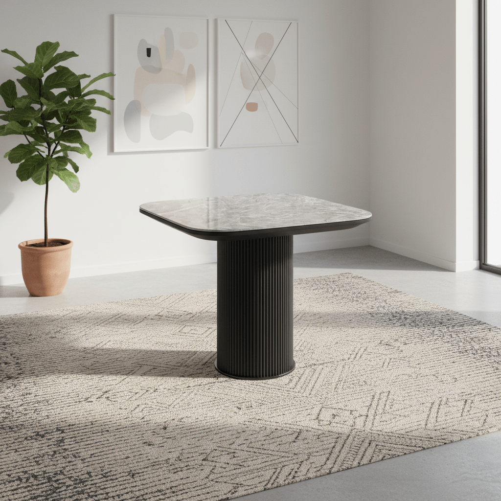 Blakely High Gloss Light Grey Marble Effect Ceramic Side Table