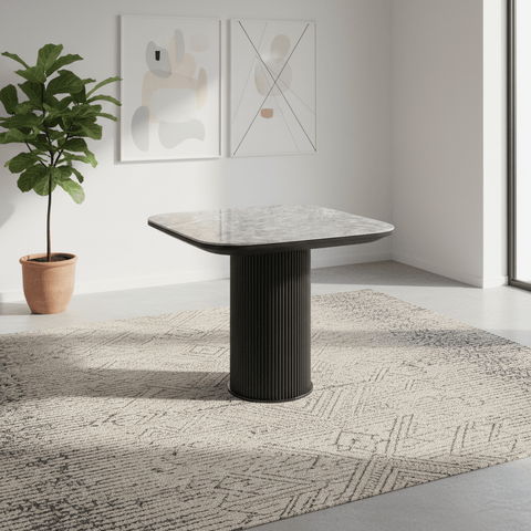 Blakely High Gloss Light Grey Marble Effect Ceramic Side Table