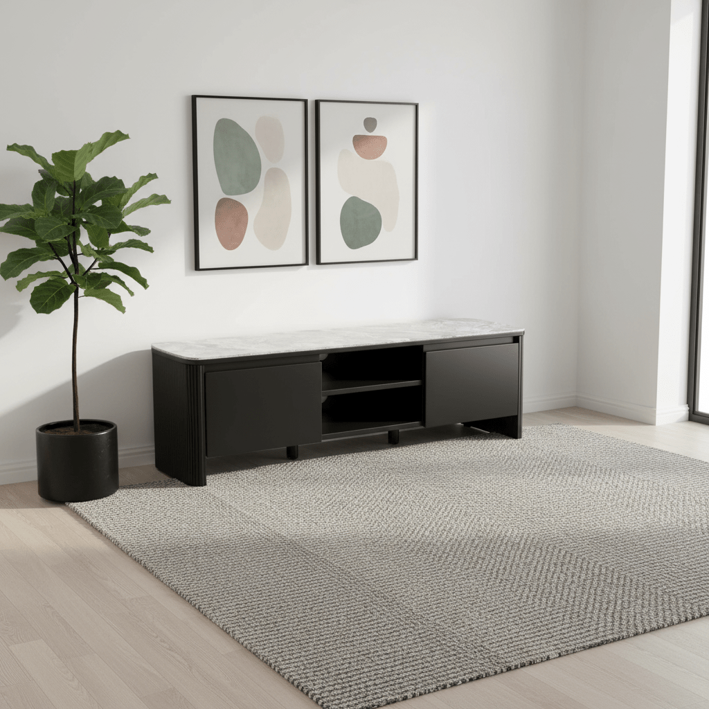 Blakely Large TV-Unit with Light Grey Ceramic Top