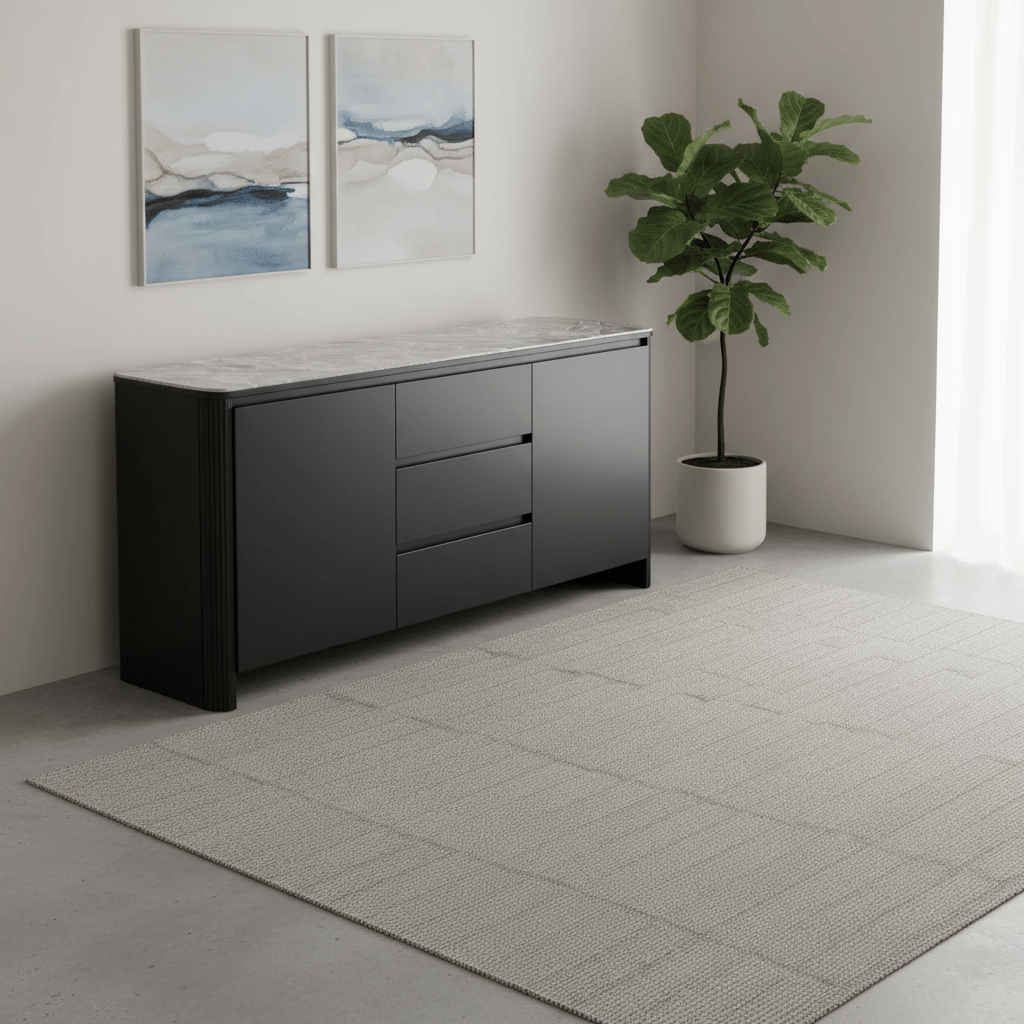Blakely 2 Door 3 Drawer Sideboard with Light Grey Ceramic Top