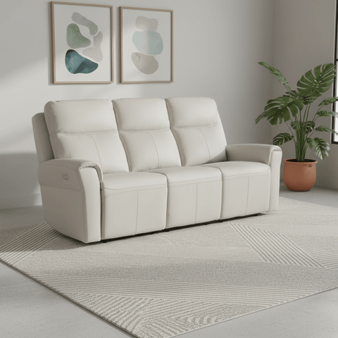 Dylan Stone Leather 3 Seater Power Recliner Sofa
