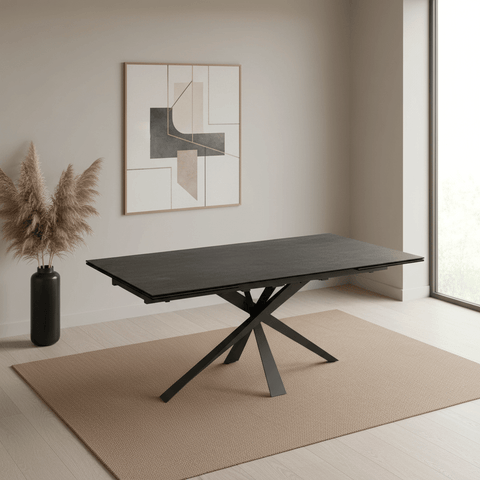 Raffello Dark Grey Sintered Stone Ceramic Extending Dining Table