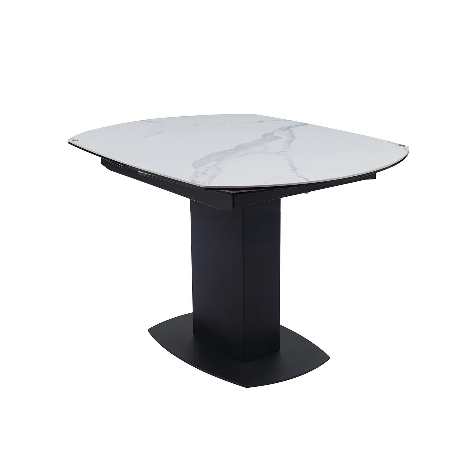 Ramada Swivel Extension Dining Table with White Ceramic Top with Black Metal Base