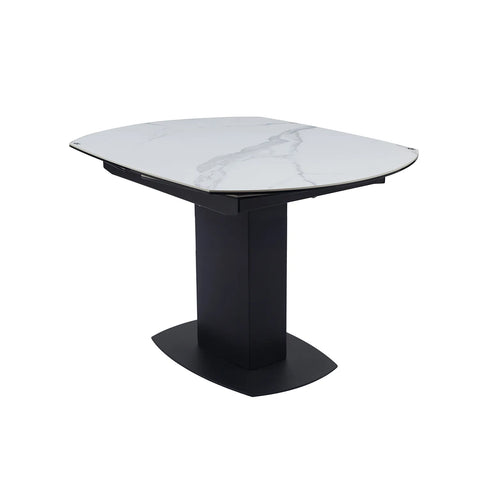 Ramada Swivel Extension Dining Table with White Ceramic Top with Black Metal Base