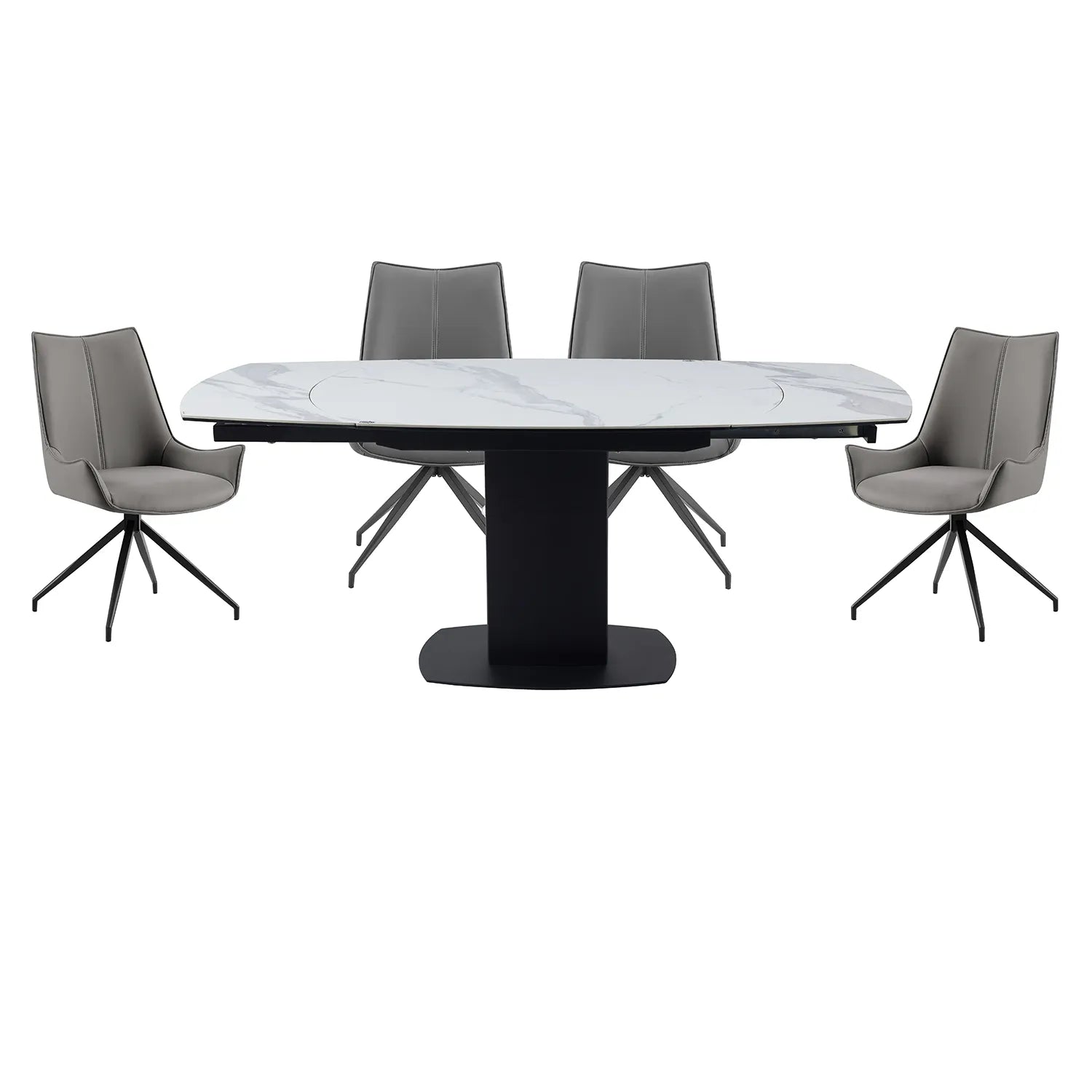 Ramada Swivel Extension Dining Table with 4 Dune Swivel Dining Chairs - Pendle Village Furniture