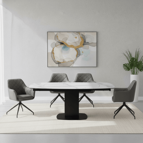 Ramada Swivel Extension Dining Table with 4 Russo Swivel Dining Chairs