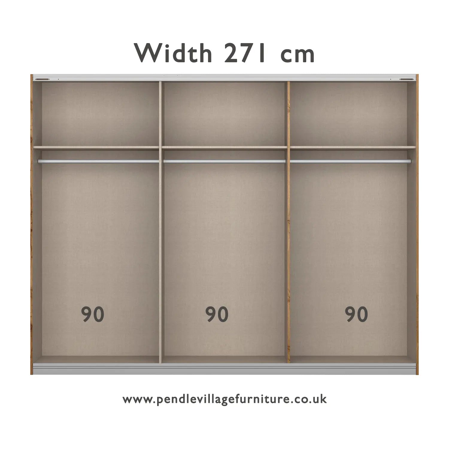 Mali Artisan Oak 3 Sliding door Wardrobe with Mirror - 006