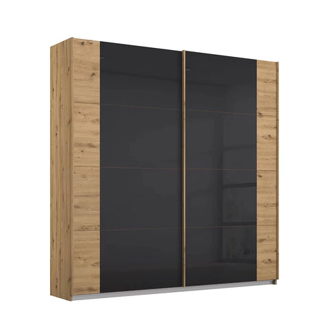 Rauch Artemis Artisan Oak 2 Sliding Door Glass Wardrobe