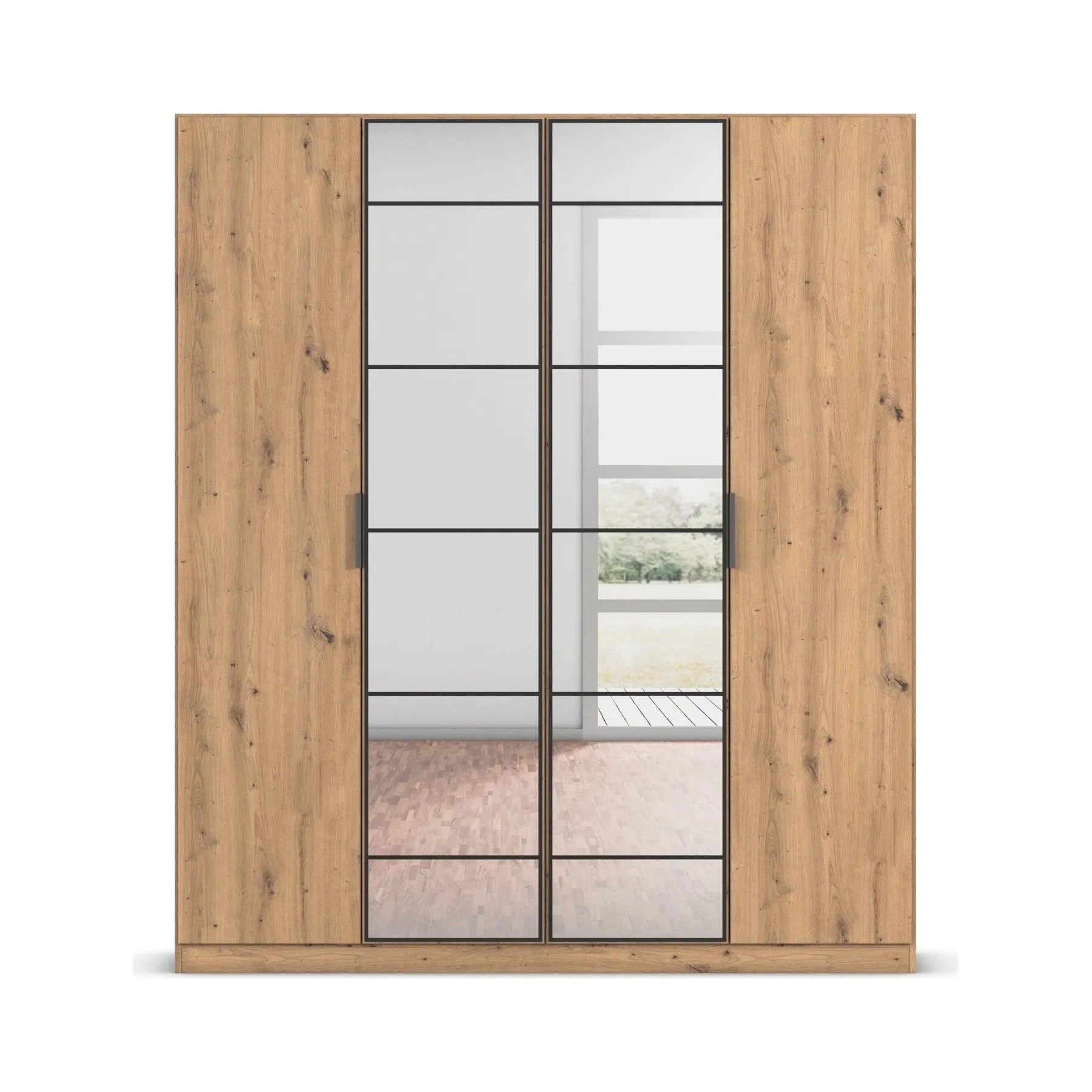 Ashworth Artisan Oak 181cm 4 Door Hinged Wardrobe - Pendle Village Furniture