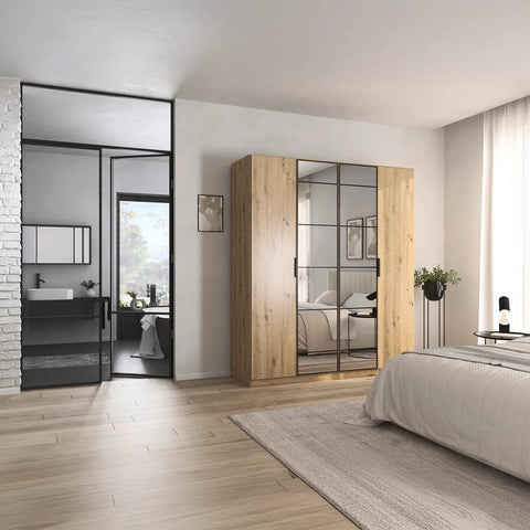 Ashworth Artisan Oak 181cm 4 Door Hinged Wardrobe - Pendle Village Furniture